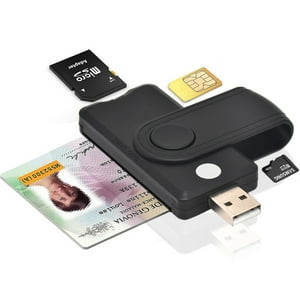 Veatool - Lector De Tarjetas Inteligentes Usb - Lector De Tarjetas De Memoria Usb Cac, Compatible Con Windows, Linux/Unix, Macos X, Con Lector De Tarjetas Sdhc/Sdxc/Sd Y Lector De Tarjetas Micro Sd Integrado