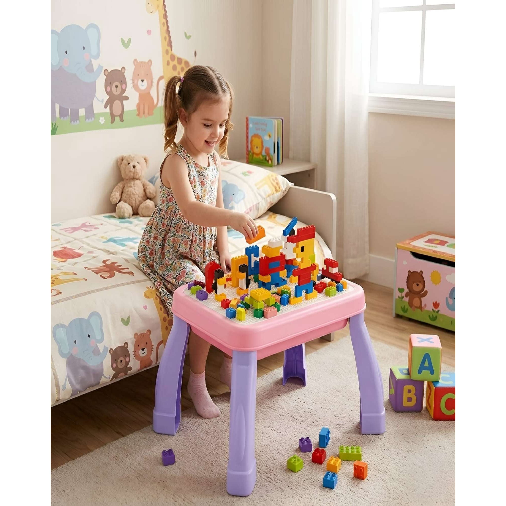 Mylhogar - Mesa Didáctica De Juego Infantil Para Bloques De Construcción