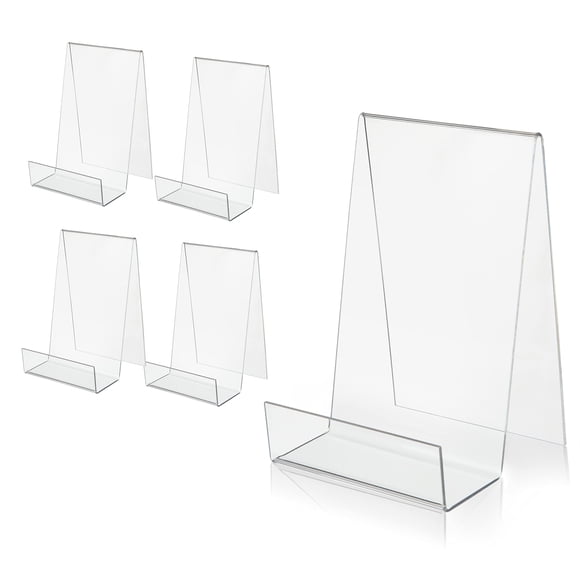 Soporte para libros ZOEY de acrílico con repisa, exhibidores transparentes, paquete de 5