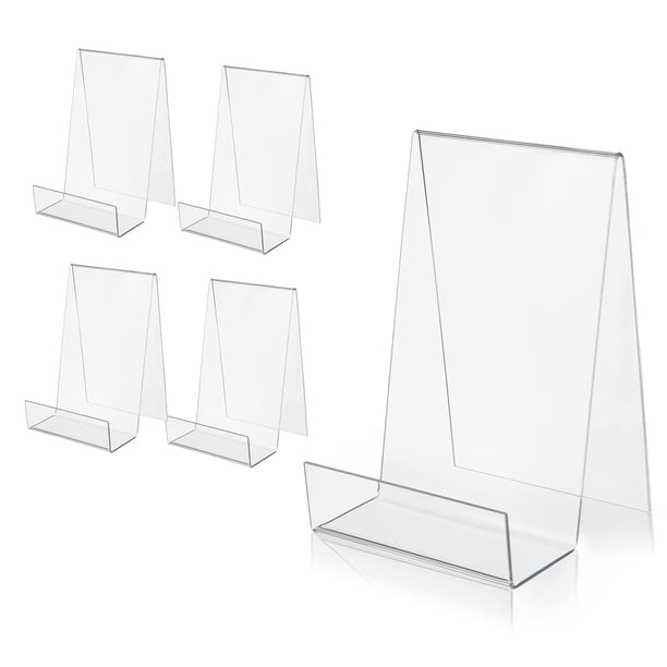 Soporte para libros ZOEY de acrílico con repisa, exhibidores transparentes, paquete de 5