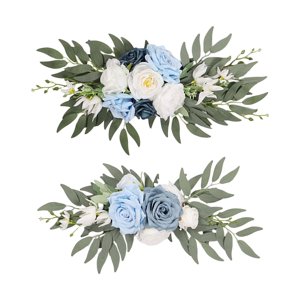 Bothyi - Guirnalda De Arco De Boda Con Flor De Rosa Artificial, Adorno Para El Hogar, Fiesta, Color Azul, 2 Uds.