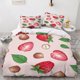 thumbnail image 2 of Juego de cama con estampado 3D de frutas adorables con diseño de fresa, microfibra suave, juego de funda nórdica de 3 piezas, 2 fundas de almohada, cremallera oculta., 2 of 3