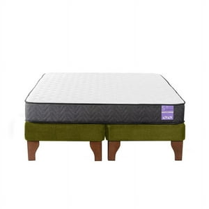 5° Sueño - Cama Europea 2 Plazas 150X190 Cm Base Colchón Madera Verde