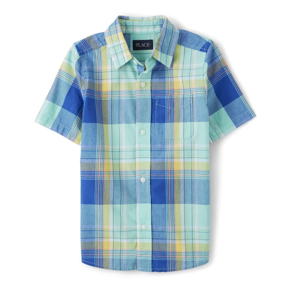 Camisa The Children's Place de manga corta con botones, color aguamarina 7/8