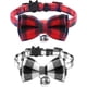 thumbnail image 1 of Collar de gato a cuadros con cascabel ajustable, pajarita, lazo de liberación rápida, suave, negro y rojo, para gatitos pequeños, 2 unidades, 1 of 7