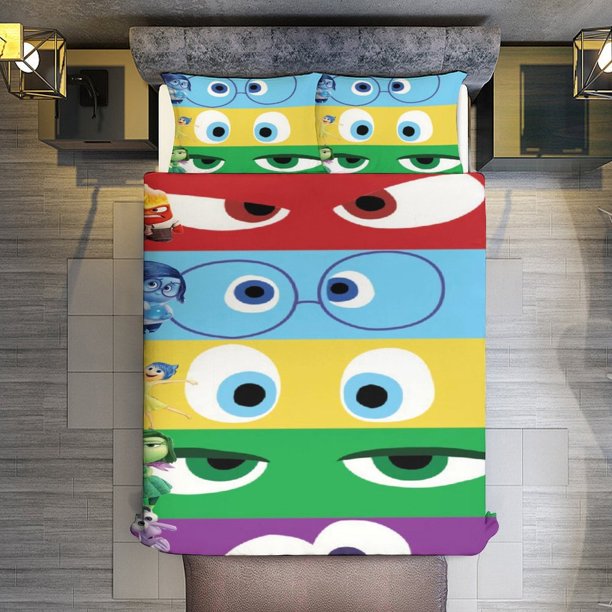 3 Piece Bedding SetInside Out Angry Sadness Joy Disgust DisgustComforter Set for Kids Boys Teen Tween 3D Lightweight Microfiber Bedding Sets