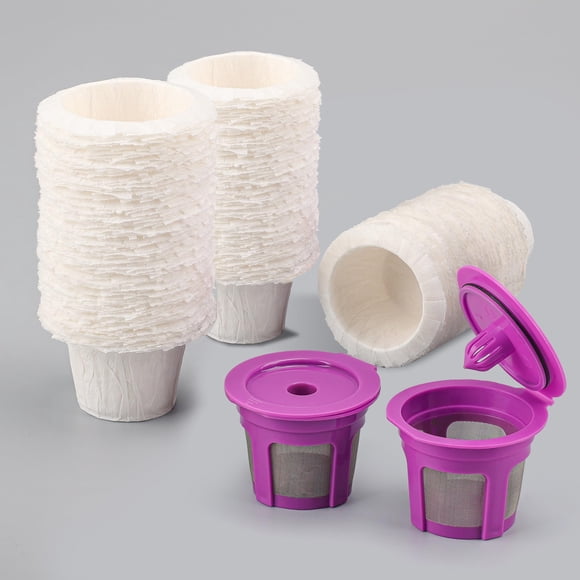 Filtros de papel de 300 unidades y 2 cápsulas de café reutilizables tipo K Cup Haetyly