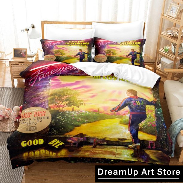 x1078 Bed SheetsElton John FAREWELL Yellow Brick Road Bedding Set Boys Girls Twin Full Size Duvet Cover Pillowcase Bed Adult Bedroom 3-Piece Bedding Set (1 Duvet Cover + 2 Pillow Shams) nj1078