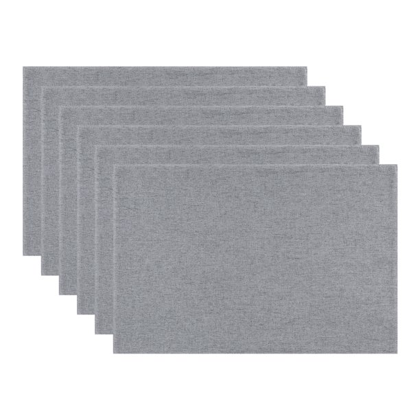 REGALWOVEN Juego de 6 Manteles Individuales de Poliéster para Decoración de Mesa de Comedor de Cocina Resistentes al Calor Manteles Individuales Gris 18*12in