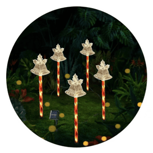 Aladdins Shop - Pack 5 Estacas De Navidad Decoracion De Pascua Estaca Solar De Campanas