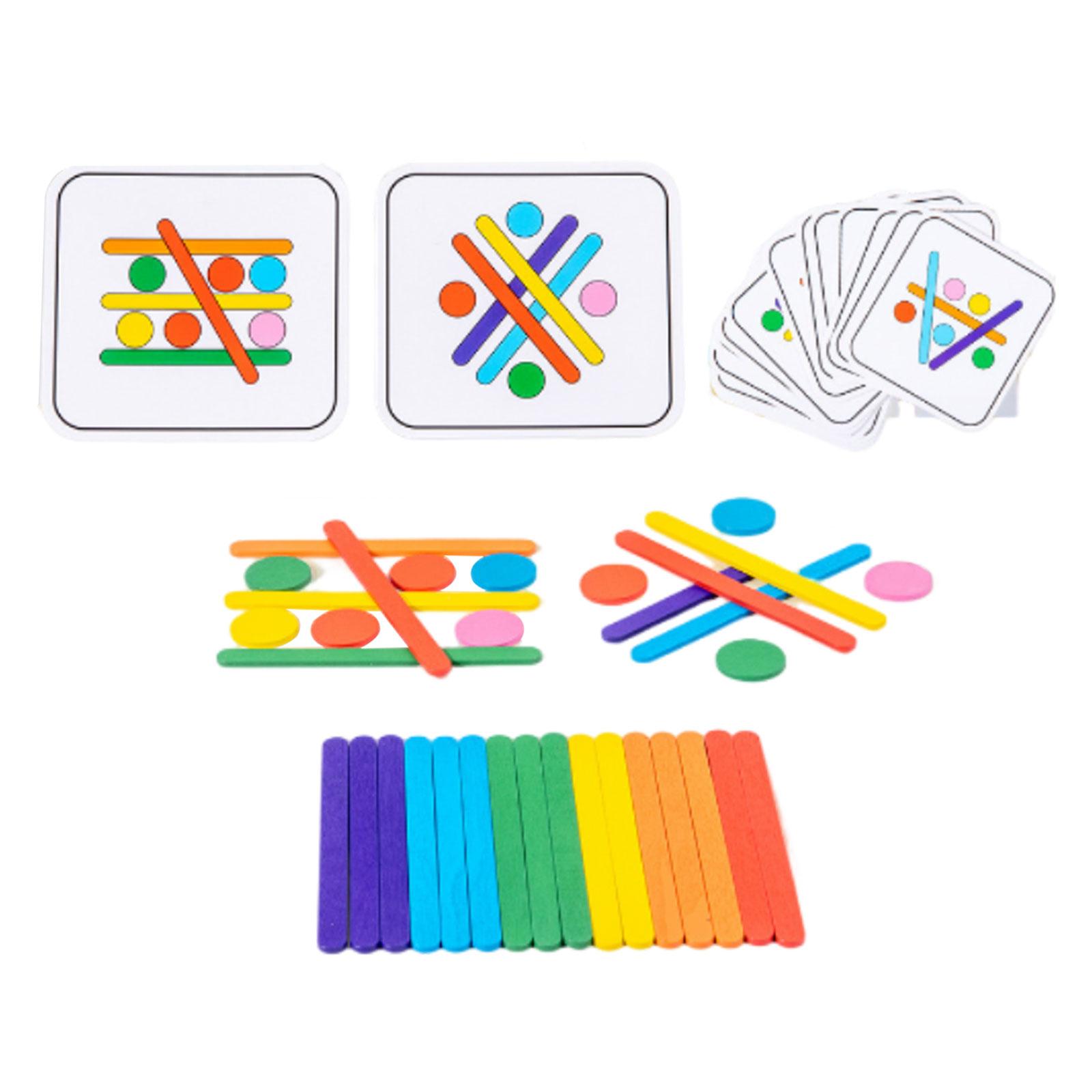 Magideal - Montessori Toys Wooden Sticks Jigsaw Puzzle, Brain Teaser, Regalos De Cumpleaños, Kids Colorful Sticks Puzzle Set Para Jardín De Infantes, Actividades