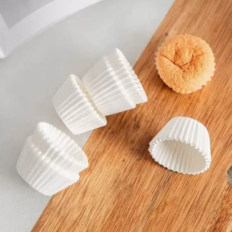 Unbranded - 50pzs Mini Vasos De Papel Blancos Para Hornear - Forros Para Cupcakes Y Postres