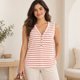 thumbnail image 1 of Polera Mujer Rayada Sin Mangas Cuello V Con Botones rojo Talla Única, 1 of 3