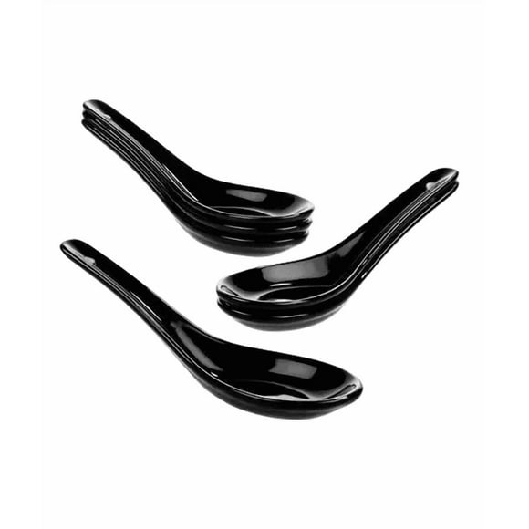 Pack 12 Cucharas Cerámica Porcelana Negra Ceviche Negro
