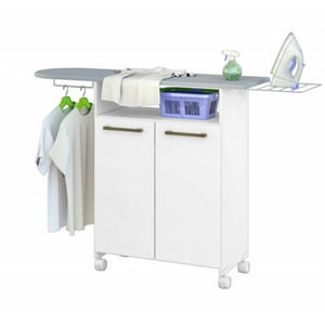 Importclick - Mueble Tabla De Planchar Con Ruedas Blanco