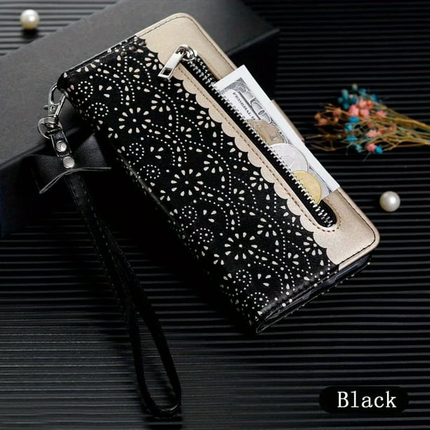 Luxury Flip Wallet Case for Samsung Galaxy S20 S21 S22 S23 Plus Ultra - Folio Zipper Kickstand, Wristlet Lanyard, Card Slots Cover