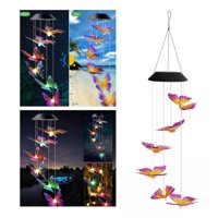 Genérico - Colgante Luces Solar Mariposa Campanilla De Viento Verde