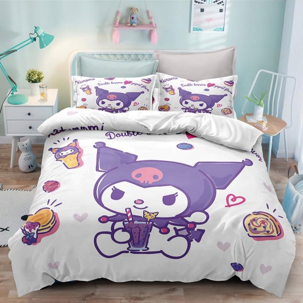 x123 Bed SheetsBedding Set Cartoon Anime Quilt Duvet Cover Pillowcase Kid Girls Gothic Bed Set Twin Size 3-Piece Bedding Set (1 Duvet Cover + 2 Pillow Shams) nj123