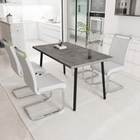 M&Ms - 55.12-70.87"" Expandable Square Dining Table Set That Can Accommodate 4-6 People, Equipped With 4 C-Shaped Tubular Cushioned Armless Dining Chair, Kitchen Table And Chair Set, With Metal Legs