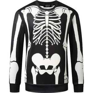 Sudadera Manga Larga Para Hombre Con Estampado De Esqueleto Sslr (Talla S)
