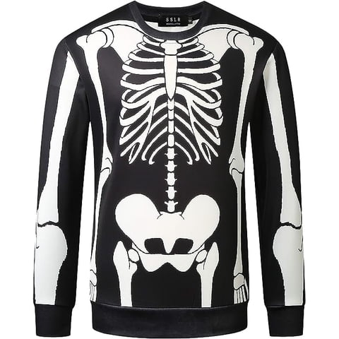 Sudadera Manga Larga Para Hombre Con Estampado De Esqueleto Sslr (Talla S)