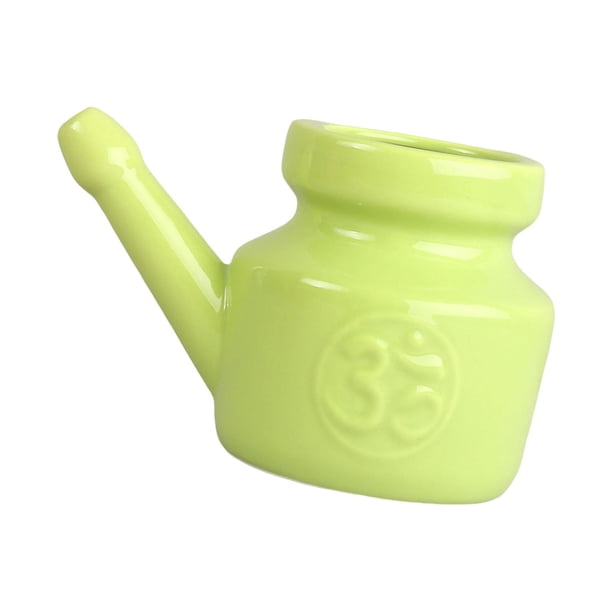 Olla de cerámica, olla con boquilla, olla de limpieza Nasal duradera a prueba de fugas portátil de viaje, olla de irrigador Nasal para hombres y , VERDE