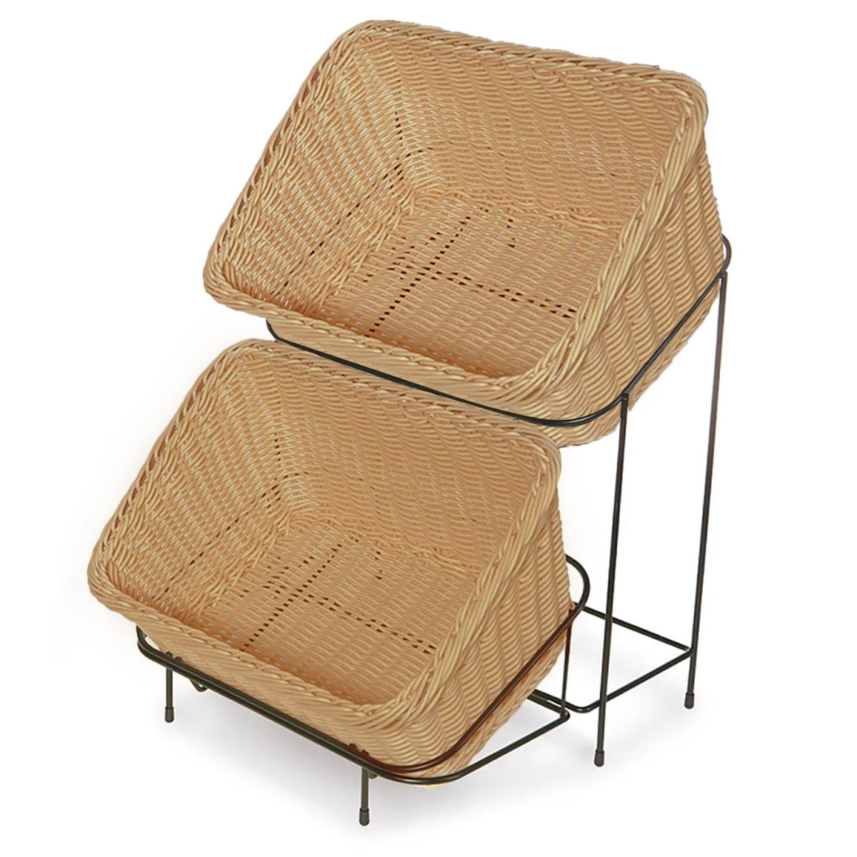 Get - Set De 2 Canastos Con Soporte De Exhibición Color Madera 23.5x33 Cm