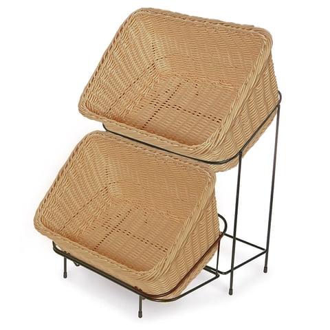 Get - Set De 2 Canastos Con Soporte De Exhibición Color Madera 23.5X33 Cm