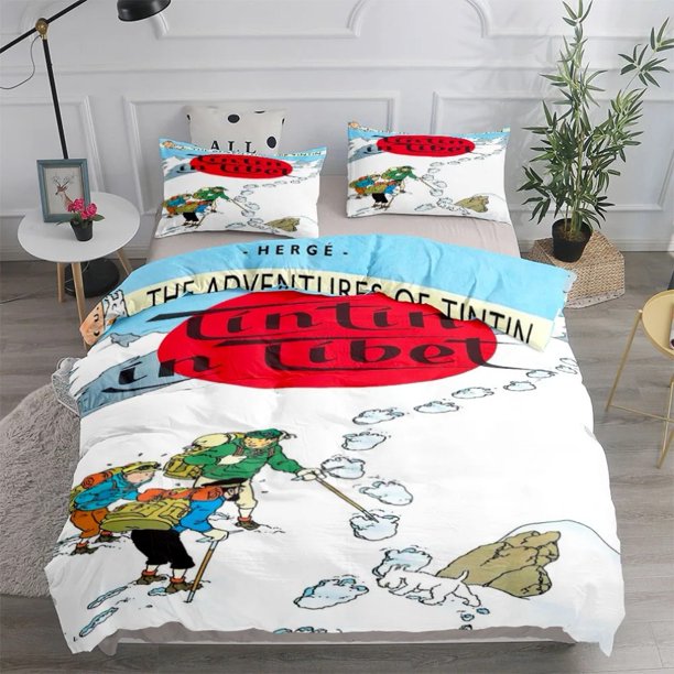 The Adventures of Tintin Bedding Sets,Cartoon Manga Tintin et Milou Duvet Cover Set,Children Quilt Cover 2-3 Pieces Sets Bed Sheets