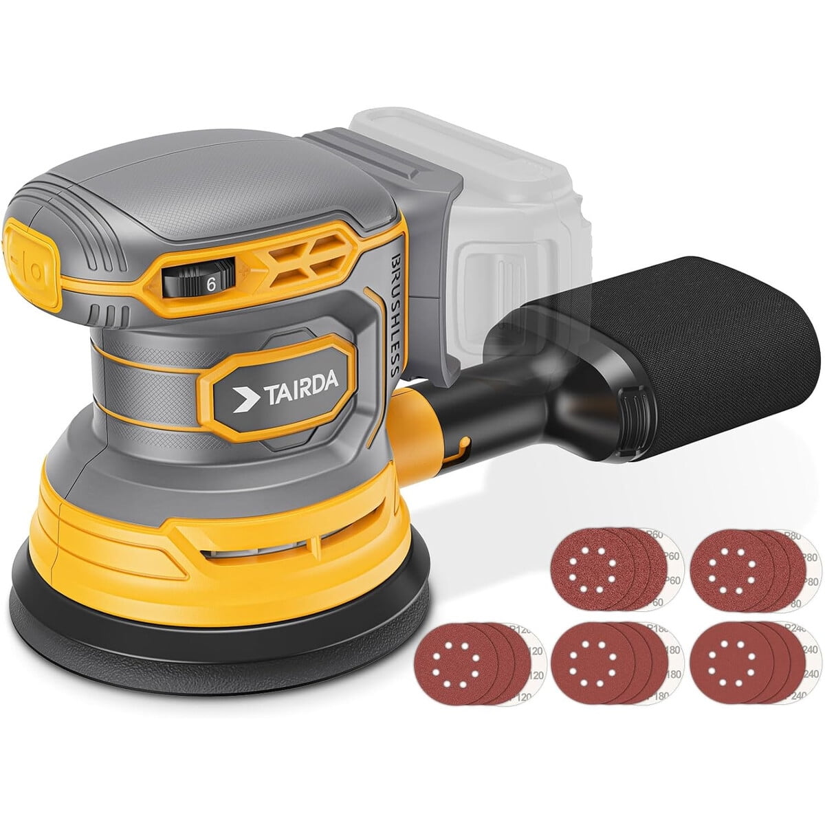 Lijadora Orbital Inalámbrica Tairda Brushless 20v/60v Compatible Dewalt
