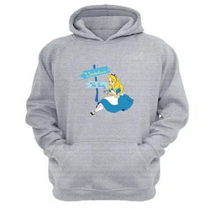 Genérico - Polerón Canguro Alicia Cuentos Infantiles Gris Claro Talla Xs Unisex