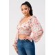 thumbnail image 1 of CC Clothing Blusa Fruncida con Escote en Forma de Corazón y Flores para Mujer, Talla Regular, 1 of 5