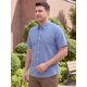 thumbnail image 4 of INSPIRE CHIC Camisas de Cuadros de Hombre Grande y Alto de Manga Corta con Botones para Verano 2XL Azul Blanco, 4 of 5