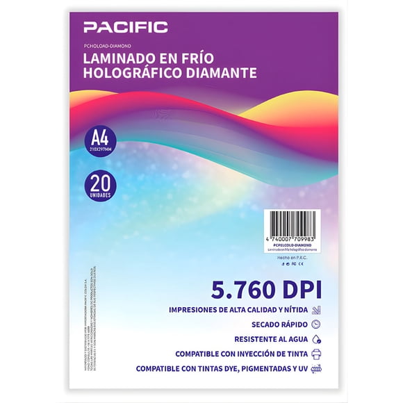 Laminado Frio Holografico 20 Hojas Diamante A4 - PS