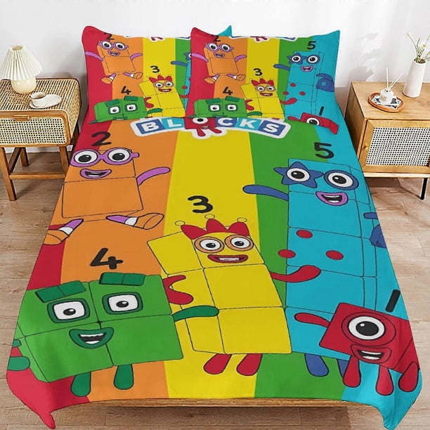 Numberblocks Bed Duvet Cover Microfiber Bedding Se3D Printed Lightweight3 Piece Comforter Se,