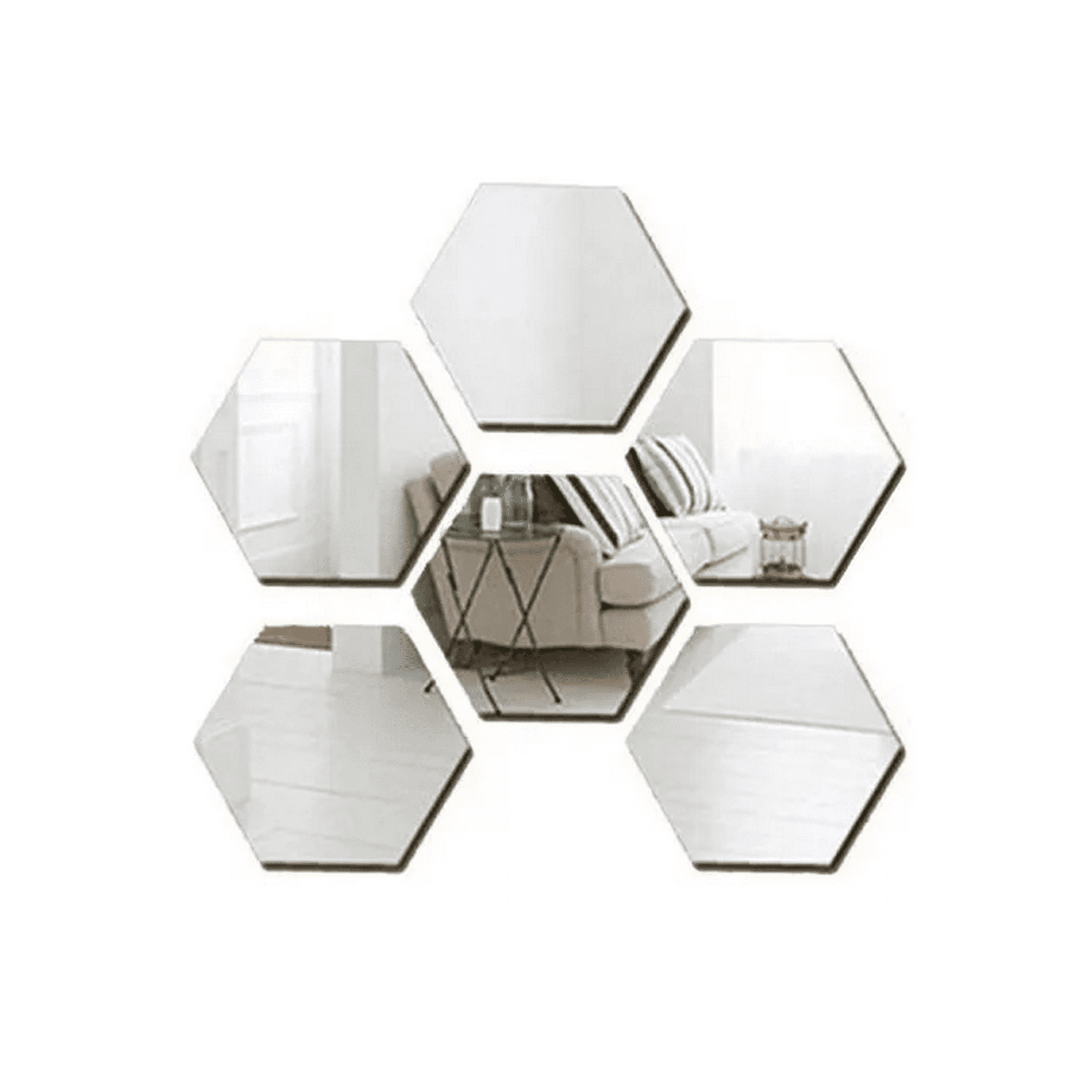 Genérico - Set Espejos Decorativos Vinilo Pared Acrílico Adhesivos Hexagonales Marinshop