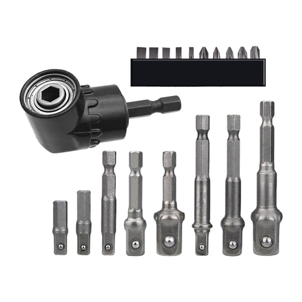 Right Angle Attachment,Socket Extension Set,1/4 Inch Right Angle Close Quarters Ratcheting Reversible Screwdriver Set for Man Power Tool Accessories Corto