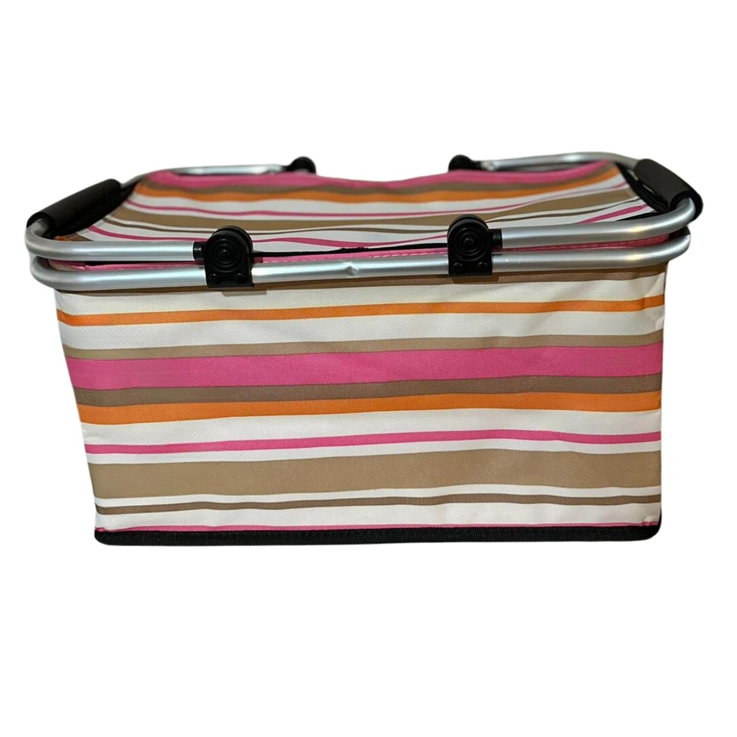 Auckland Outdoor - Bolso Termico Plegable Lineas Naranjas Cooler Canasta Picnic Naranja