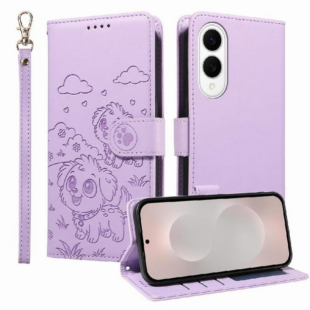 Funda Billetera FOXDOCK Compatible con Samsung Galaxy S25 Edge, Diseño Perrito Tierno, Ranuras para Tarjetas y Soporte Plegable