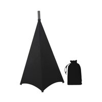 Magideal - Cubierta De Soporte De Altavoz Con Luz Para Dj, Altura Ajustable Con Bolsa De Almacenamiento, Práctico De Usar, Soporte Para Trípode, Falda De Malla Negro 3 Lados