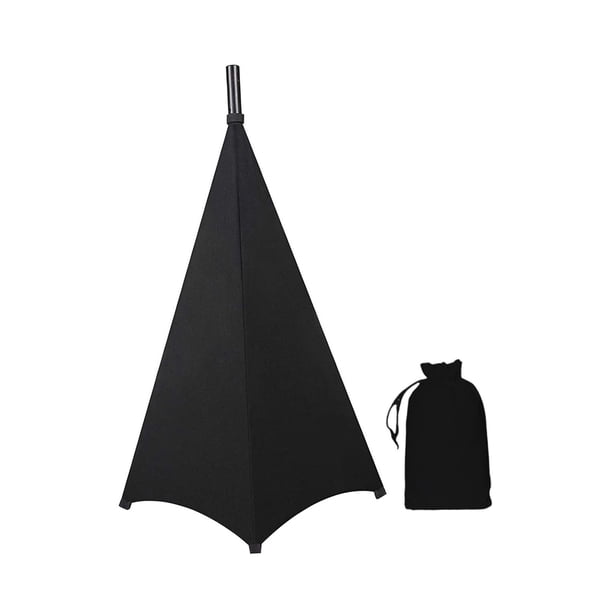 Cubierta de soporte de altavoz con luz para DJ, altura ajustable con bolsa de almacenamiento, práctico de usar, soporte para trípode, falda de malla Negro 3 lados