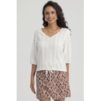 Fashionspark - Polera Mujer Botones Decorativos Crudo