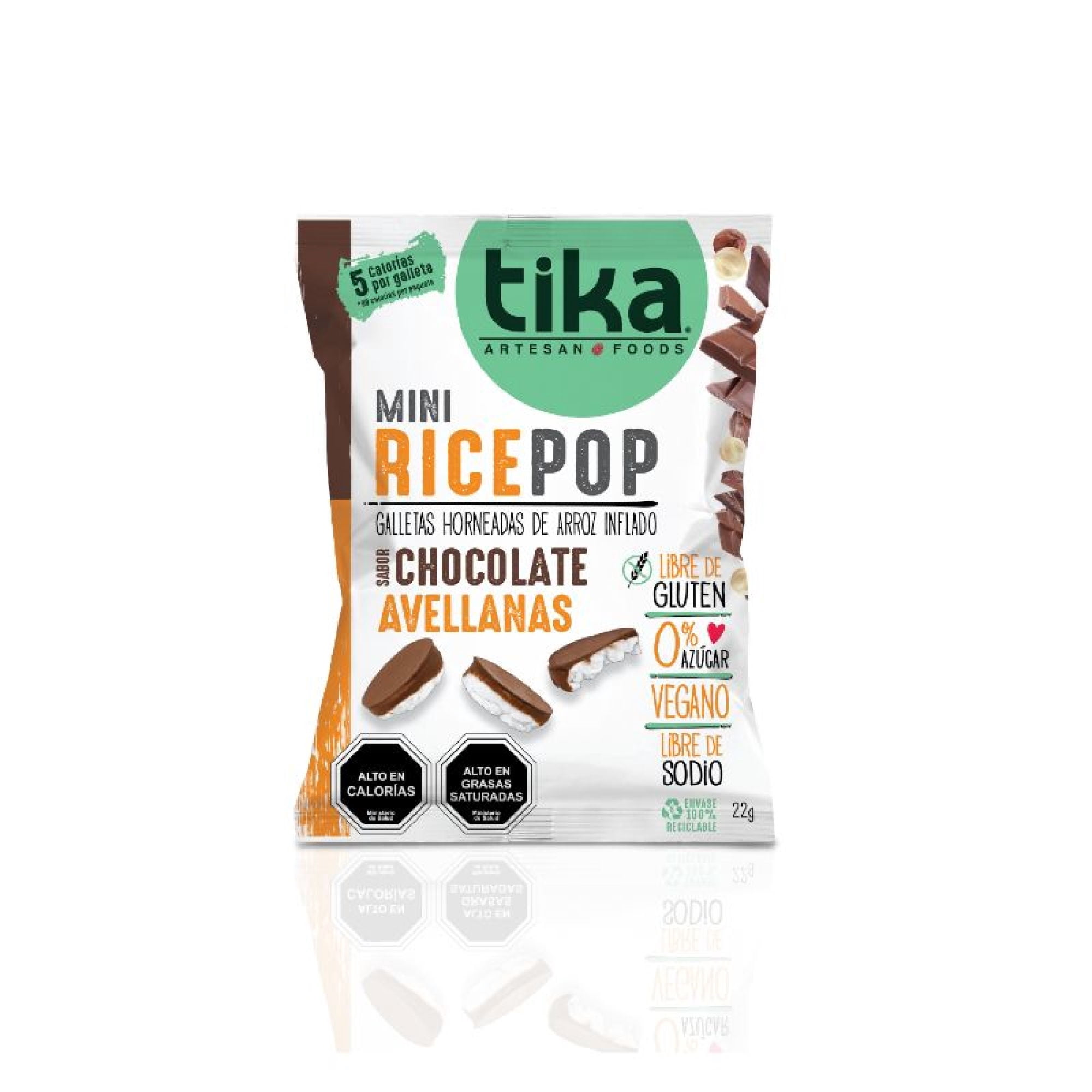 Galletas Horneadas De Arroz Inflado Sabor Chocolate Y Avellanas 22 g Tika