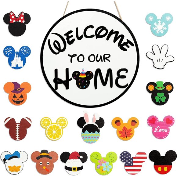 Cartel de Bienvenida de Madera SUPYFD de 30 × 30 cm, 19 Piezas