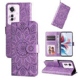 Funda Tipo Cartera Foxdock Para Oppo F25 Pro , Diseño Girasol En Relieve, Cuero Pu, Cierre Magnético, Soporte Y Tarjetero