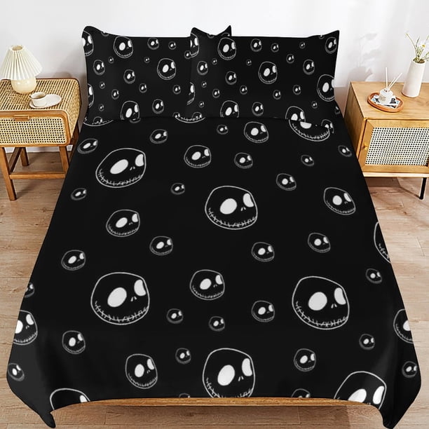 Nightmare Before Christmas Bedding Set Duvet Cover Comfortable and Lightweight Cartoon Bedding 3 Piece Bed Set