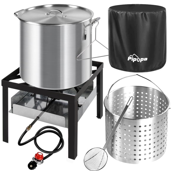 Kit para hervir mariscos Pipopa, 60 cuartos de galón, con tapa y desnatador