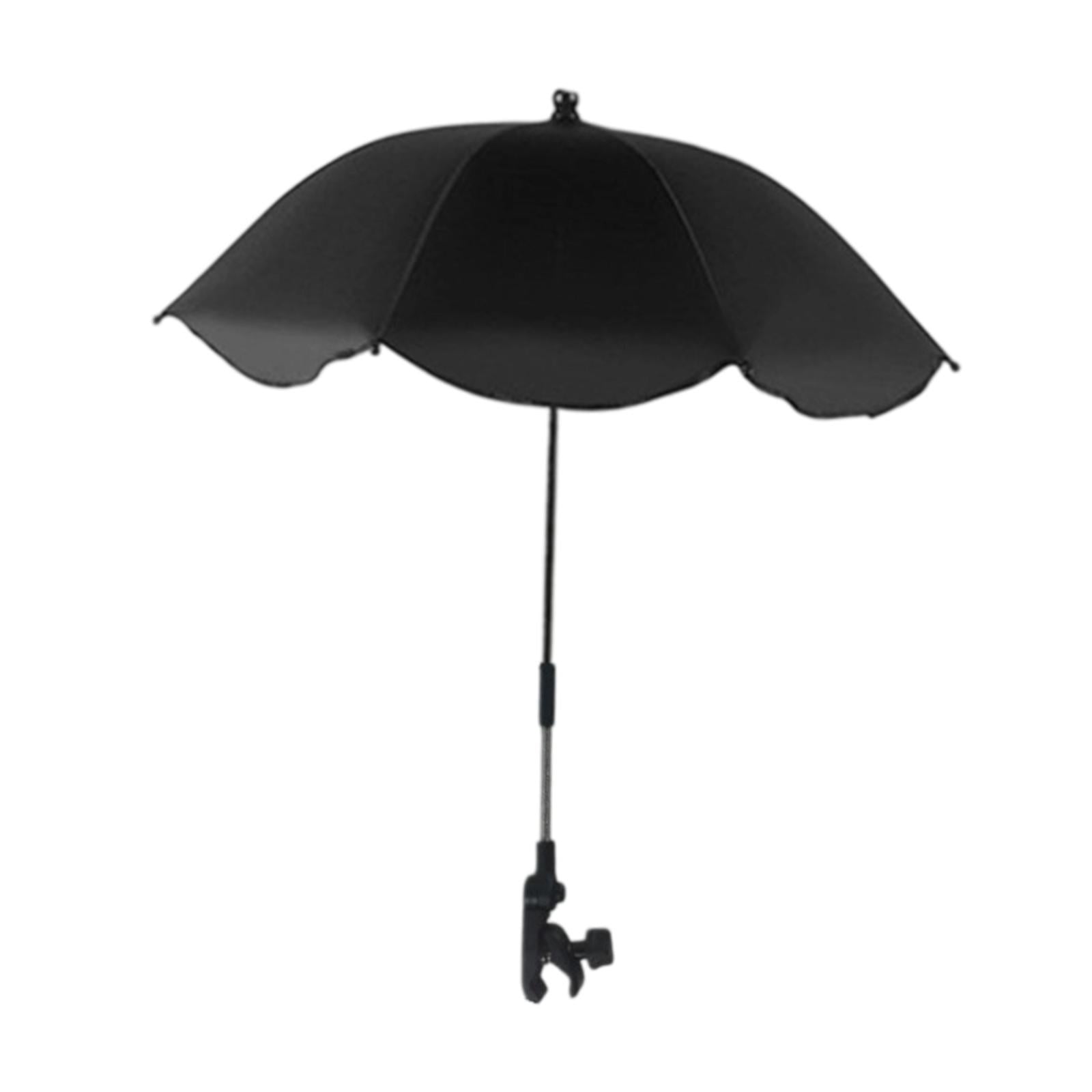 Magideal - Sombrilla Para Cochecito, Silla De Playa, Sombrilla Con Abrazadera, Protección Solar, Impermeable, Resistente Al Desgarro, Para Patio, Piscina, Jardín Negro