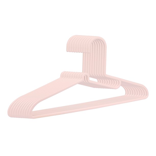 20 Paquete de Perchas para Pantalones, Perchas de Ropa Perfectas, Perchas de Plástico para Ahorrar Espacio para Ropa, Armario, Abrigos, Camisas, Pantalones o Jeans Rosa