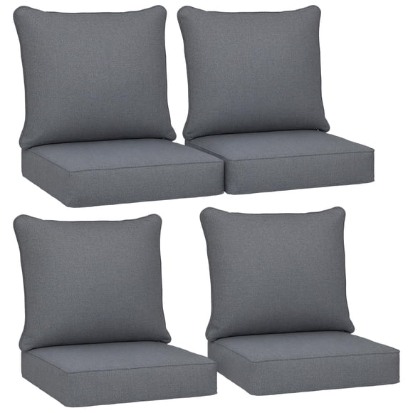 Juego de 4 cojines para silla de exterior Outsunny gris 61 x 61 cm